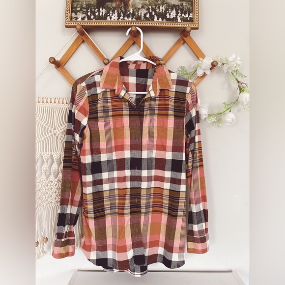 Madewell Plaid Shacket Button Down Pink Black Small Fall - Picture 1 of 6